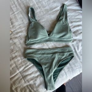green textured shein bikini, women’s size L